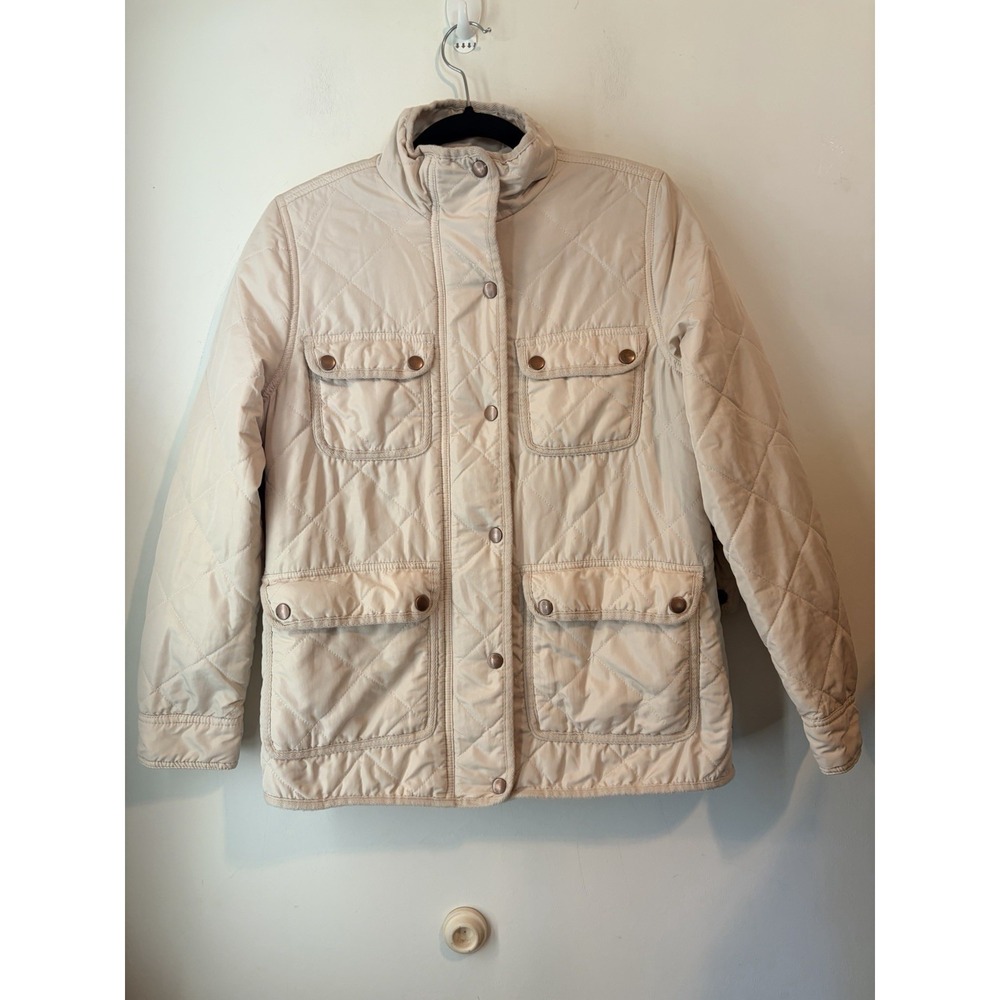Altar'd State Small Quilted Jacket Beige Sherpa Lined Snap Front Utility Coat